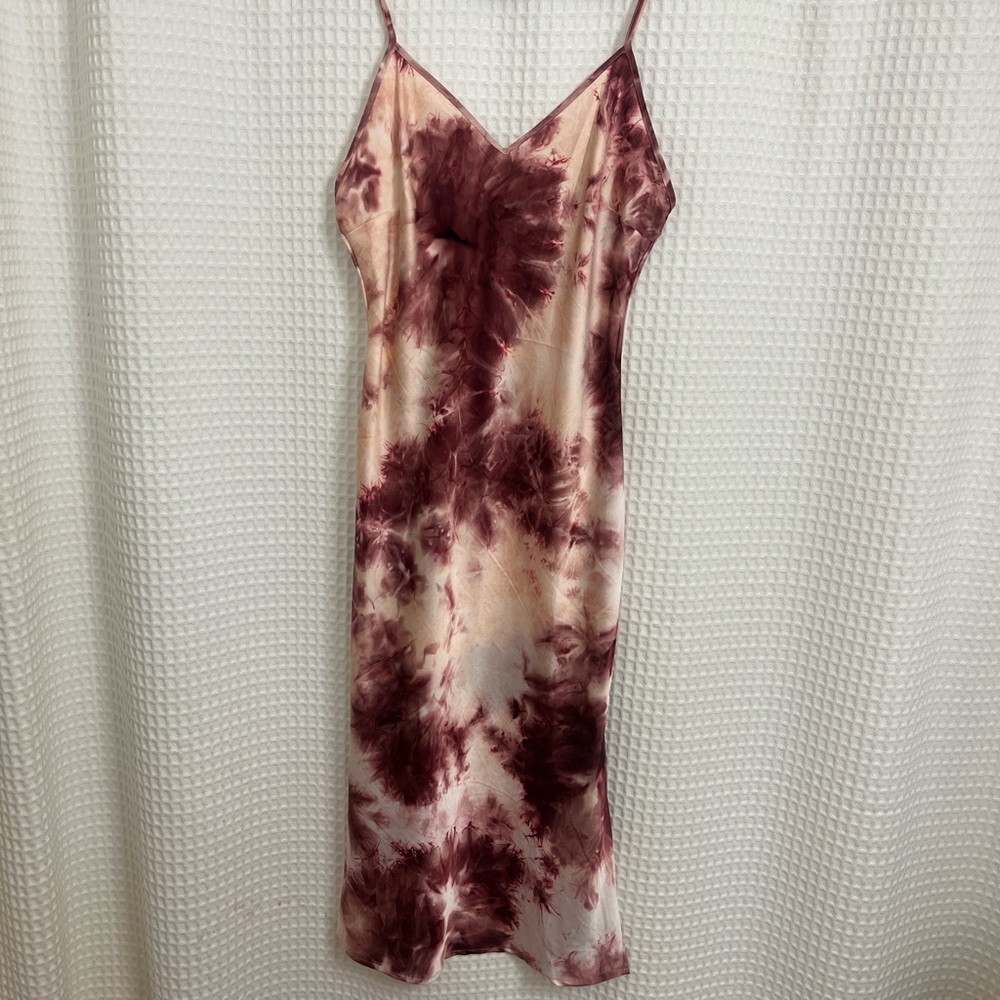 Pink and white tie-dye slip dress